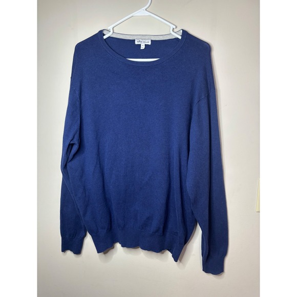 Peter Millar Mens Blue Pima Cotton Silk Cashmere Crewneck Sweater XL Pullover - Picture 6 of 6
